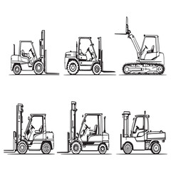 Simple line art of a forklift lifting heavy load