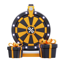 3D Wheel of Fortune with Gift Boxes Illustration