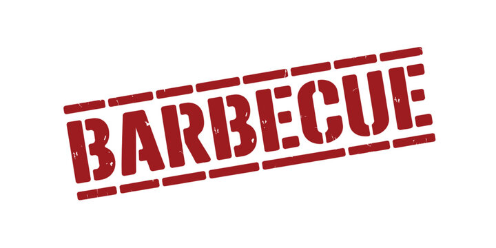 Red Barbecue Rubber Stamp Impression on White Background