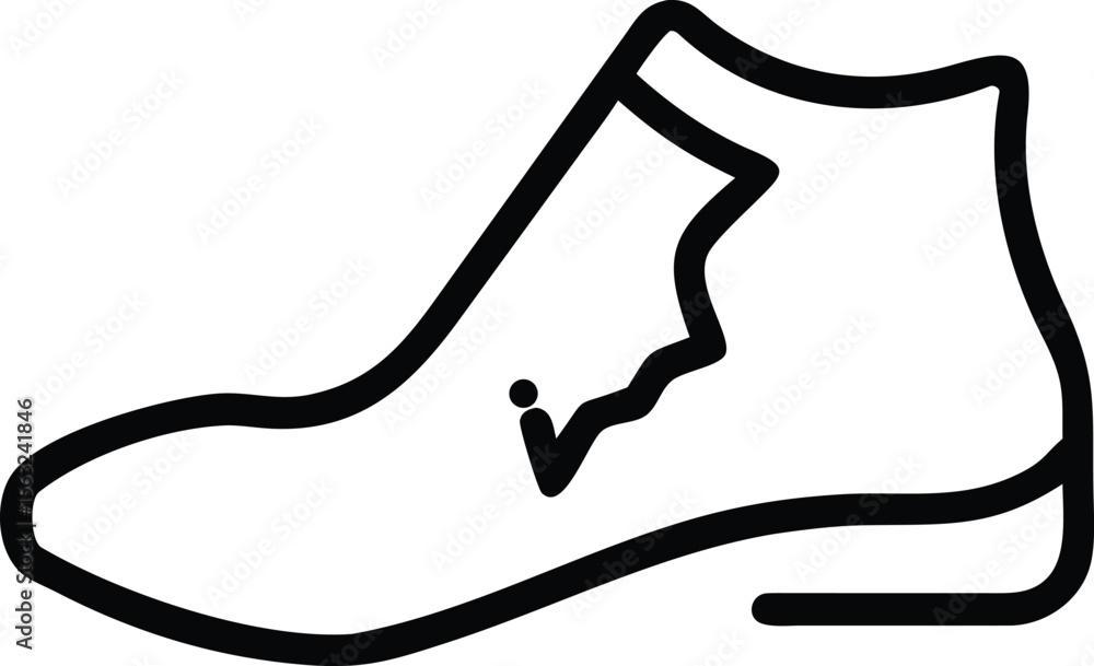Poster simple footwear with torn element in line drawing style for design