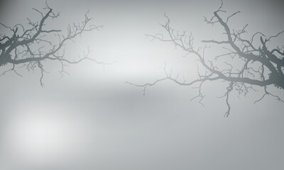  Shadow of tree branch. plant leaves shadows isolated on grey gradient background. plant branch shade, foliage silhouette decoration. Design element for summer spring projects,