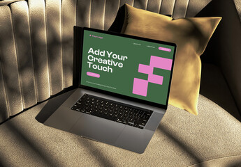 Laptop Placed on Sofa Mockup