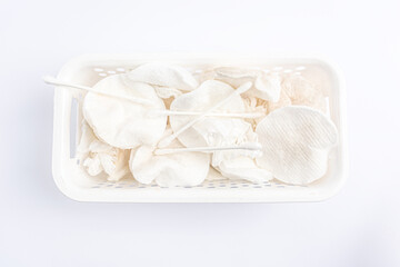Cosmetic trash make-up dirty cotton pads close-up