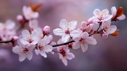 Obraz premium A branch with pink flowers on it