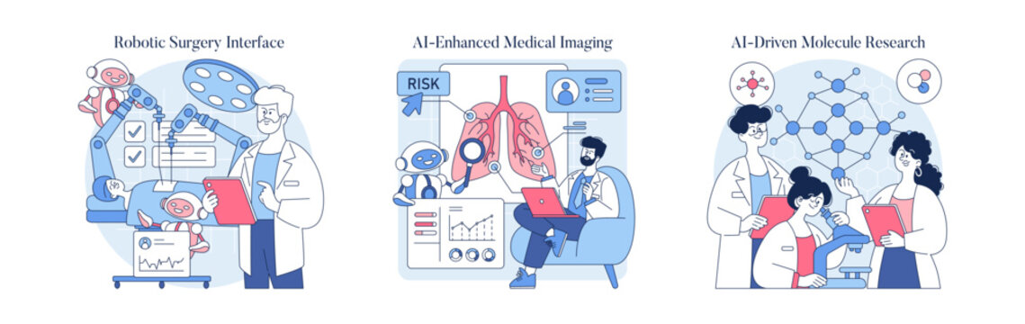 Innovative AI in Medical and Scientific Illustration Set