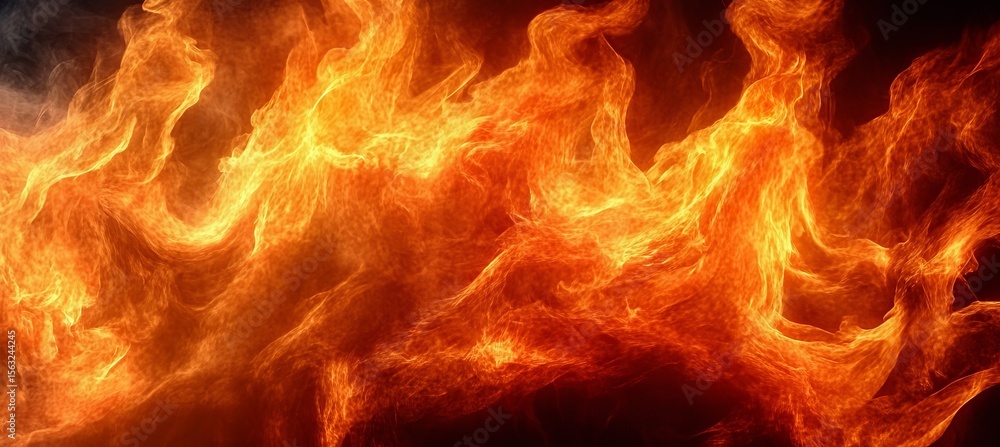 Poster dramatic flames of inferno creating a hellscape background with glowing fire patterns of chaos