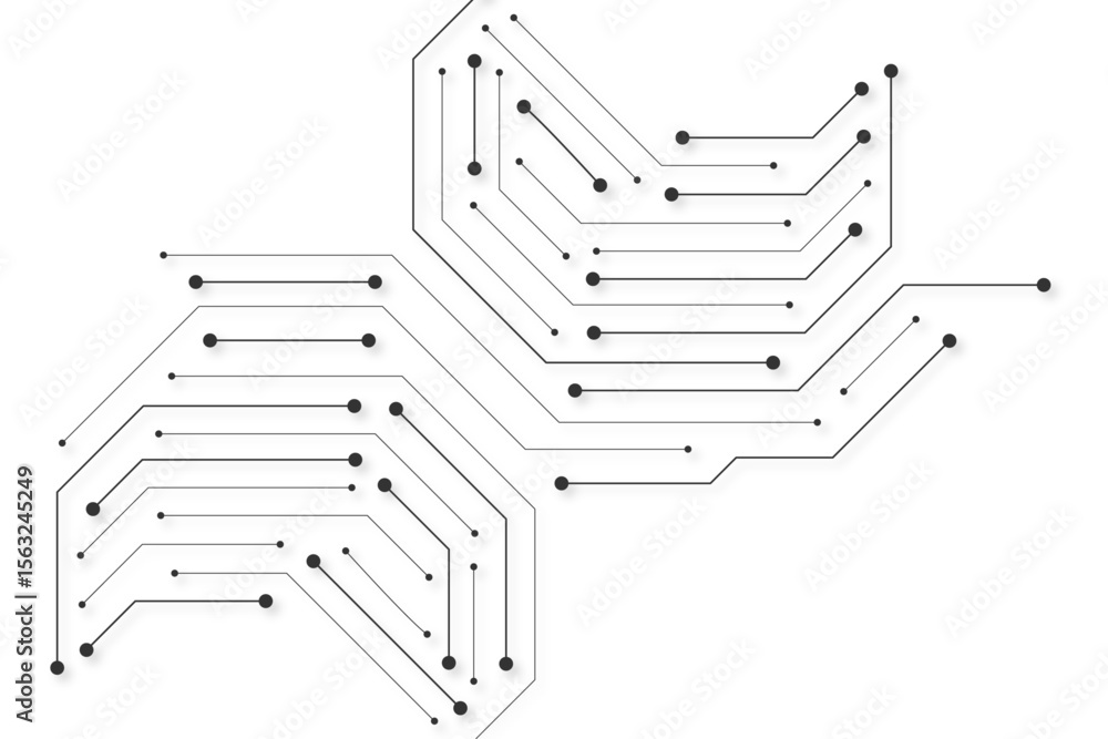 Aufkleber Computer communication cybernetic element. Circuit board vector illustration. High-tech technology background texture.