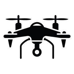 Black Drone Silhouette Unmanned Aerial Vehicle Icon, Isolated Quadcopter Illustration Design