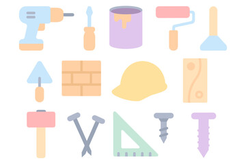 Construction tools vector illustration: flat style for diy and home improvement design