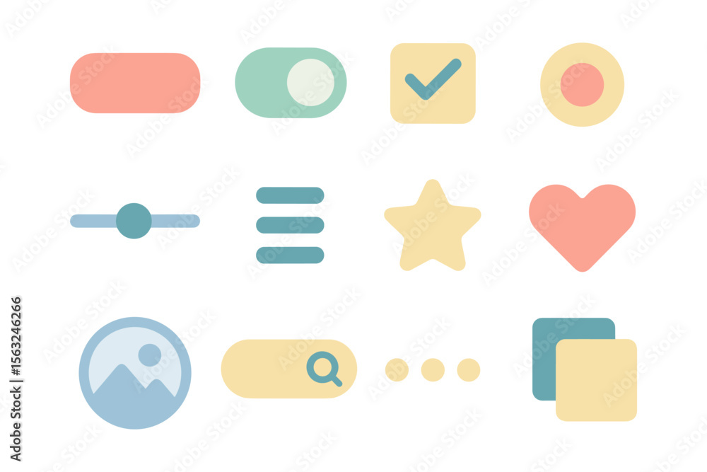 Poster ui elements vector illustration: flat design for web and mobile interfaces