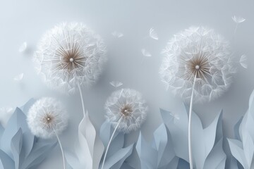 Obraz premium Dandelion seeds wind dispersal