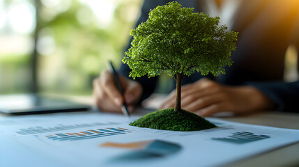 Corporate auditor reviewing sustainability reports and ESG compliance documents, promoting eco-friendly business practices, corporate transparency, and responsible governance in a profession17178334 2