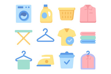 Flat style laundry icons vector illustration for design use