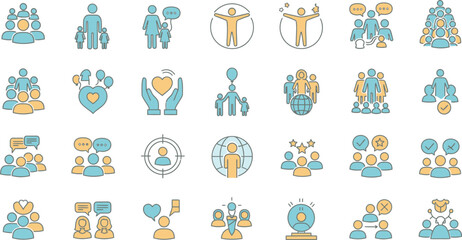 People community family culture icons set vector illustration graphic design
