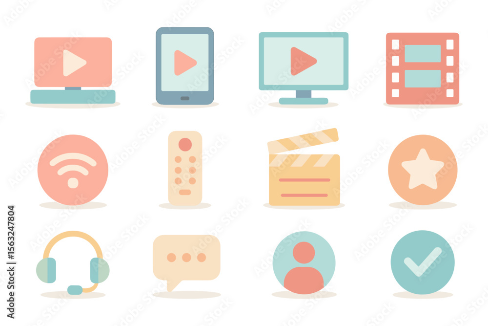 Poster multimedia icons vector illustration: flat style design for digital interfaces