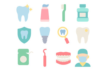 Dental care icons vector illustration for healthcare design in flat style