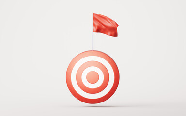 Target center with a flag, 3d rendering.