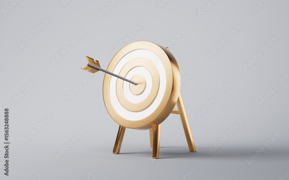 Poster target center and arrow with business target concept, 3d rendering.