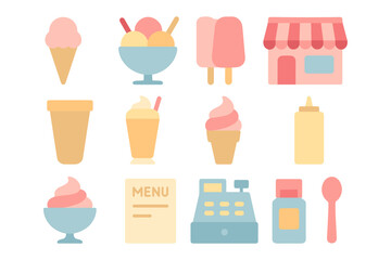 Ice cream shop vector illustration design for menu and poster in flat style