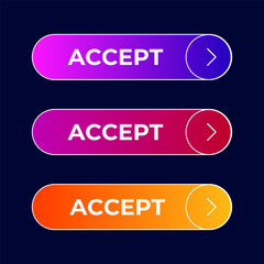 Obraz premium button Accept gradient set vector Vector set gradient button