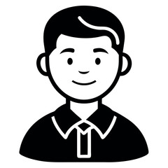 Black and White of a Smiling Man Wearing a Collared Shirt Icon