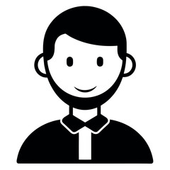 Simple Black and White Illustration A Smiling Man with Beard and Haircut