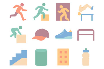 Parkour activities vector illustration in minimalist flat style - design for sports posters