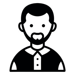 Obraz premium Stylized Black and White Icon of a Man with Beard and Collar Shirt