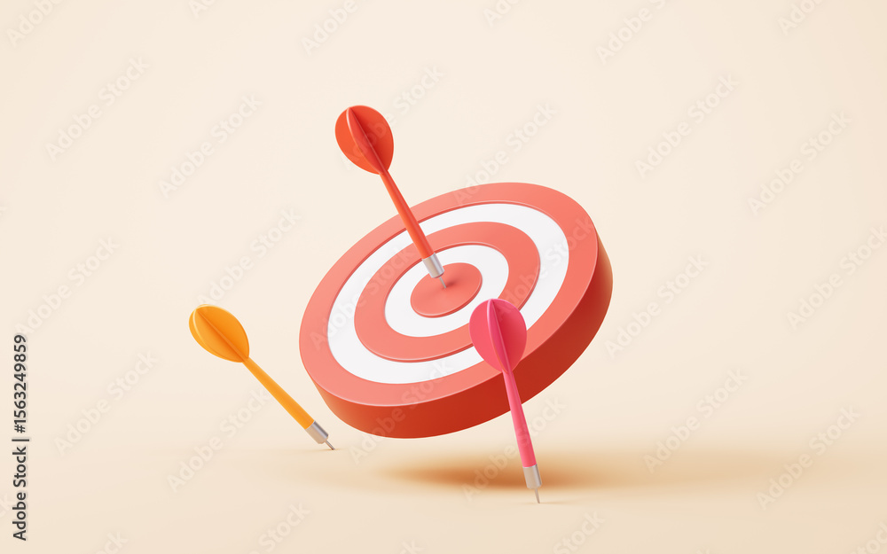 Poster target center and arrow with business target concept, 3d rendering.