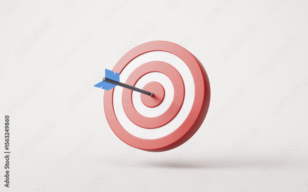 Poster target center and arrow with business target concept, 3d rendering.