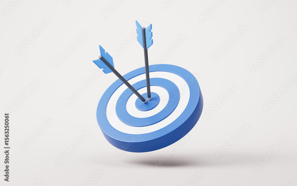 Poster target center and arrow with business target concept, 3d rendering.