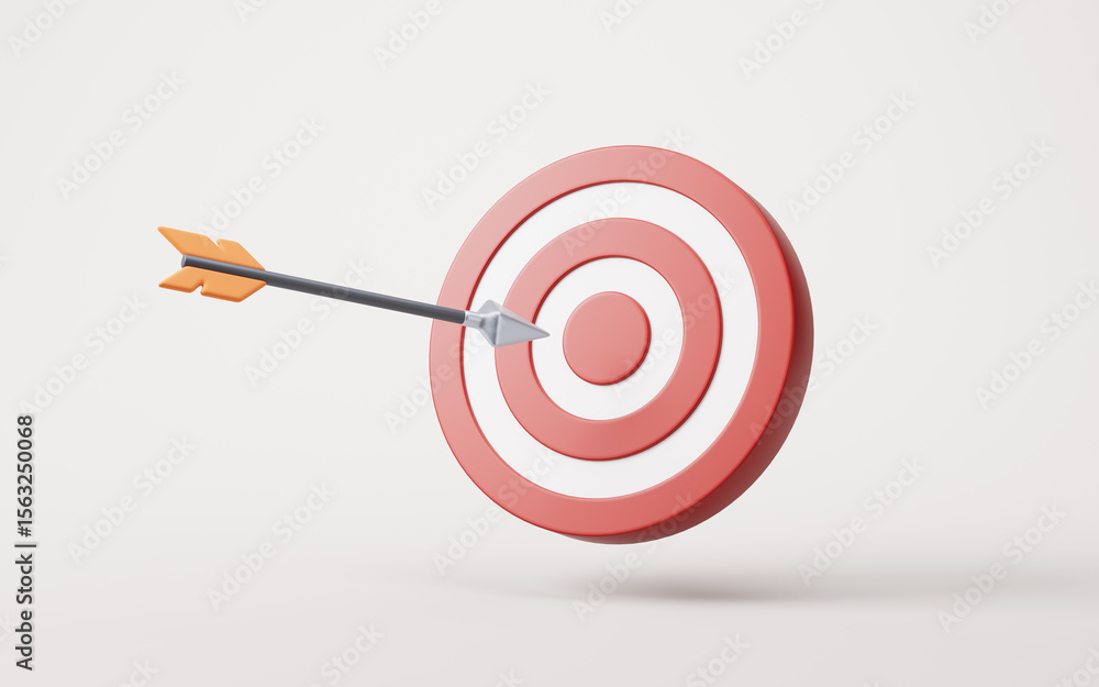 Poster target center and arrow with business target concept, 3d rendering.