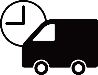 時計とトラックのアイコン　モノトーン