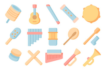 Musical instruments vector illustration for children's educational material in flat design