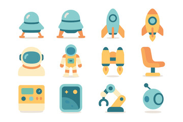 Space exploration vector illustration: flat style design for posters and cards