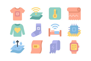 Modern smart textile icons vector illustration for technology poster or web design in flat style