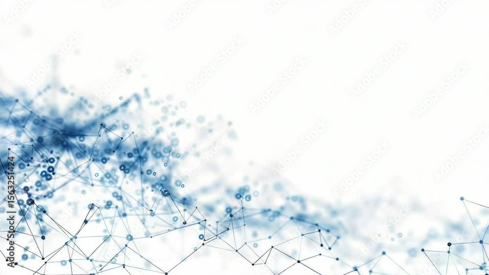 Poster A geometric design featuring dots and lines on a white and blue background, suitable for use in educational materials or as a decorative element