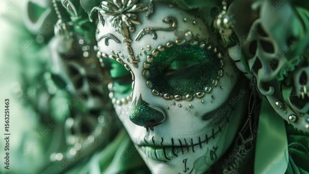 Poster a close-up shot of a person wearing a costume, ideal for use in entertainment or creative projects