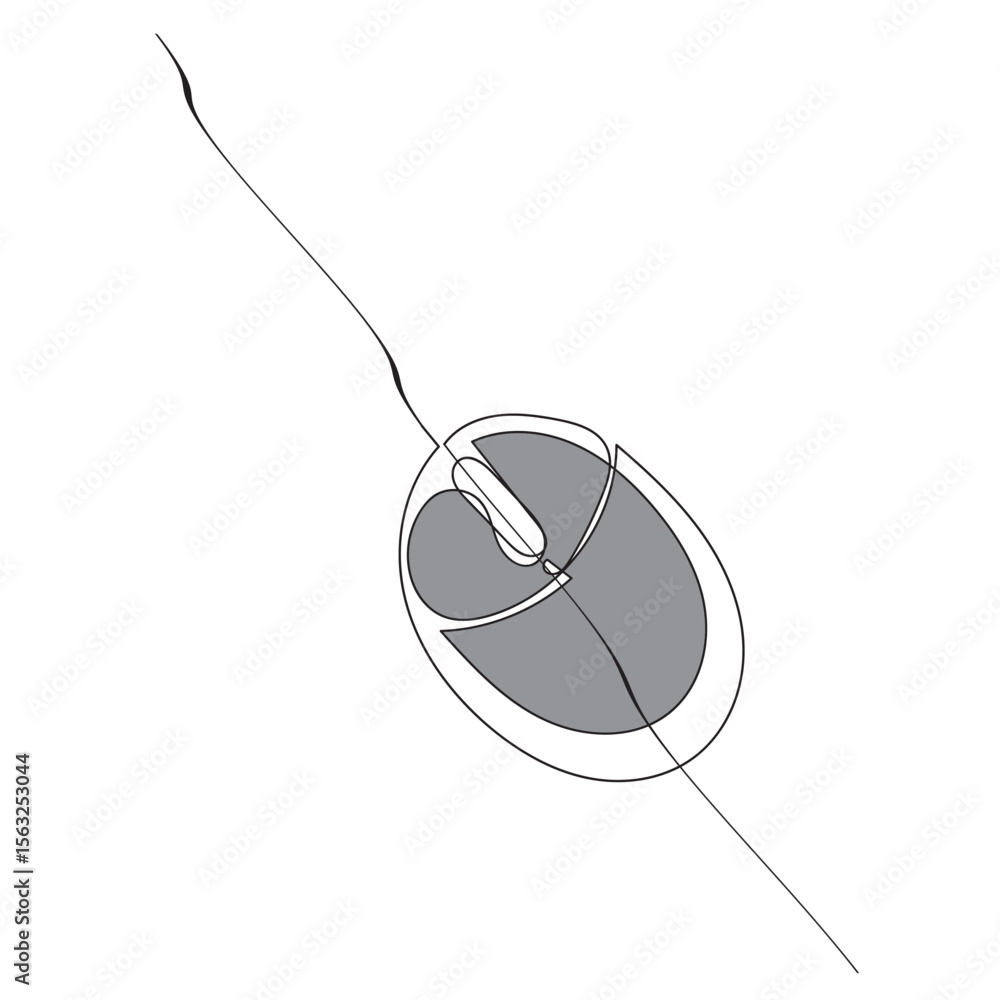 Fototapete Computer mouse icon line continuous drawing vector. One line Computer mouse device icon vector background. Mouse cursor to PC icon. Continuous outline of a Mouse computer device icon.