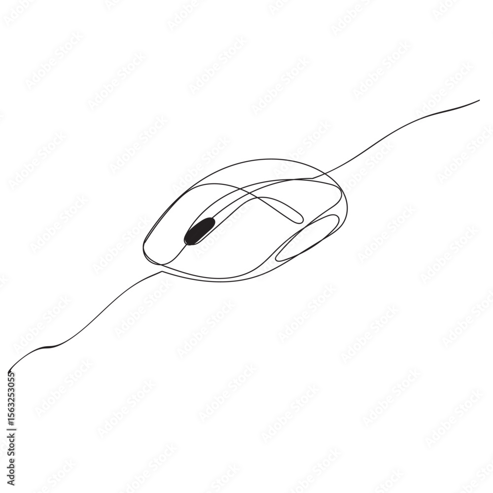 Fototapete Computer mouse icon line continuous drawing vector. One line Computer mouse device icon vector background. Mouse cursor to PC icon. Continuous outline of a Mouse computer device icon.