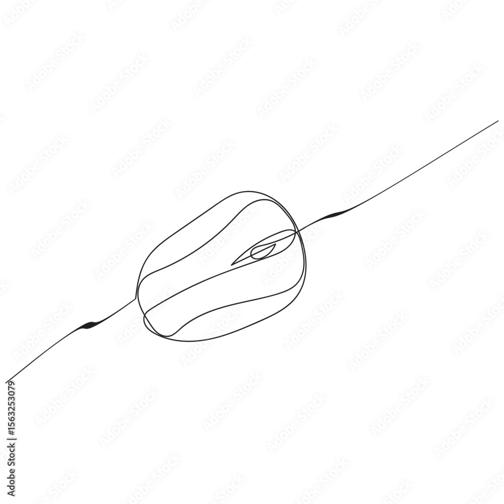 Fototapete Computer mouse icon line continuous drawing vector. One line Computer mouse device icon vector background. Mouse cursor to PC icon. Continuous outline of a Mouse computer device icon.