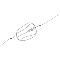 Computer mouse icon line continuous drawing vector. One line Computer mouse device icon vector background. Mouse cursor to PC icon. Continuous outline of a Mouse computer device icon.