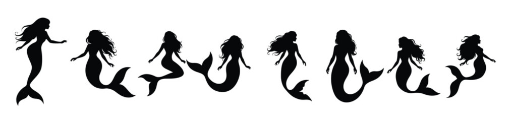 mermaid silhouettes set