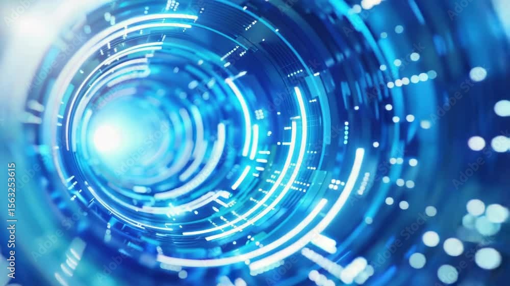 Poster A close-up shot of a circular object with blue lights, ideal for technology or innovation illustrations