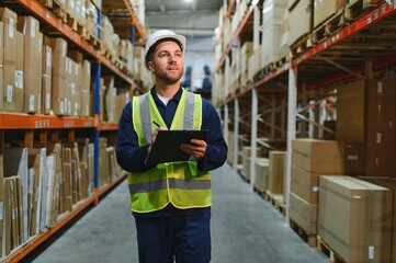 portrait of a smiling young warehouse worker working in a cash and carry wholesale store