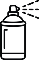 Spray can with nozzle spraying paint in outline illustration style