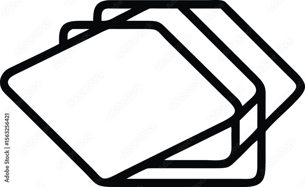 Poster stack of three square documents in simple outline style resource