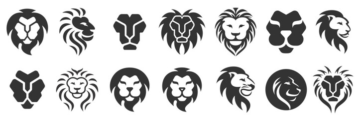 Lion head icon set  logo design . vector illustration