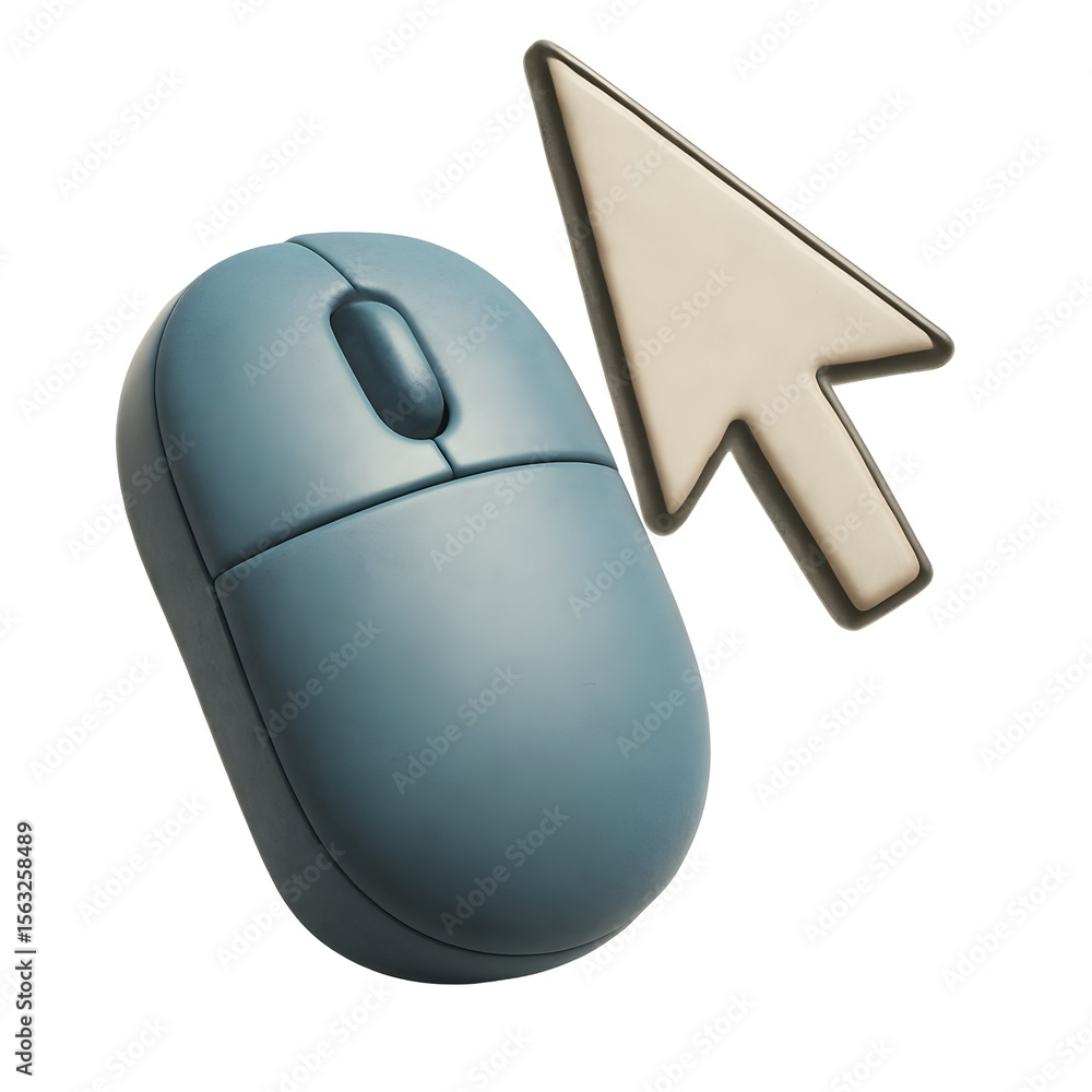 Poster cursor clicking computer mouse, digital interface, online technology