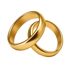 Gold wedding rings intertwined on a black background, symbolizing marriage and commitment, perfect for announcements